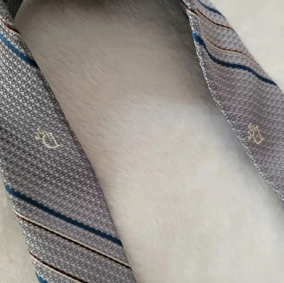 CHRISTIAN DIOR vintage men's gray blue red white striped career office necktie - Picture 6 of 6